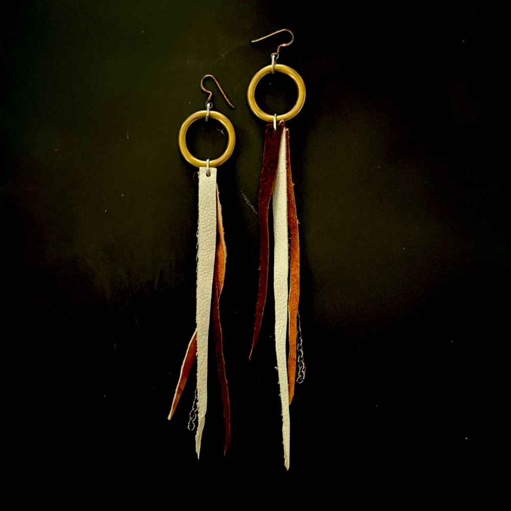 Leather and chain earrings